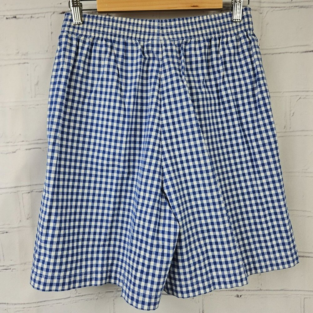 Koret Francisca Blue & White Gingham Elastic Waist Shorts M - Picture 2 of 9